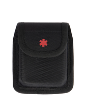 Load image into Gallery viewer, Black Narcan Nasal Spray Pouch. The Narcan pouch is designed to hold one dose (4mg) of Narcan nasal spray – Spray Not Included. Pouch with a red medical symbol on a white background