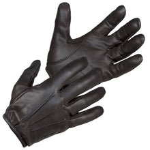 Load image into Gallery viewer, A pair of black anti-slash leather gloves with a Spectra liner and Thinsulate insulating lining.